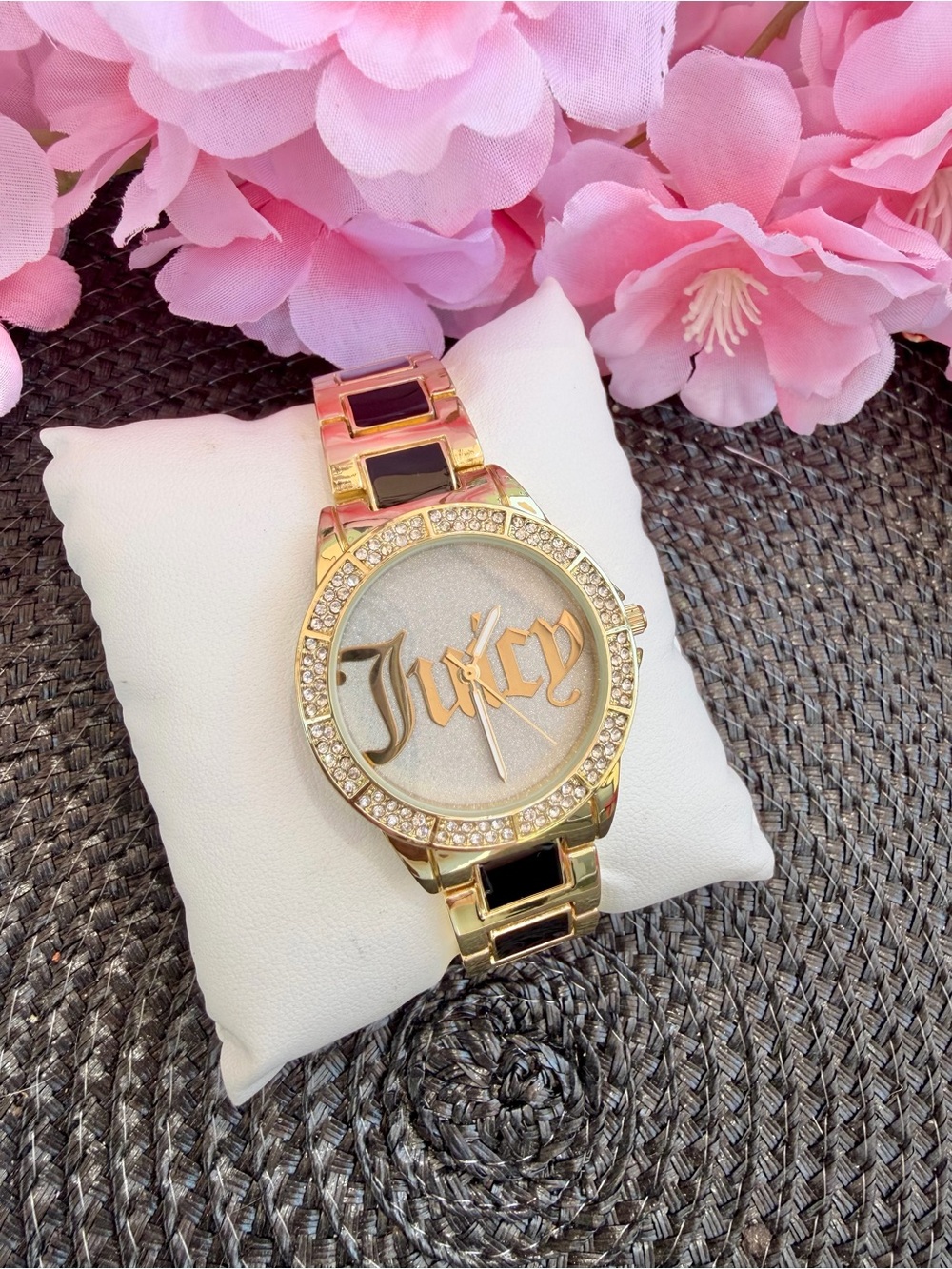 Juicy Couture Gold-Tone Accent Crystal Logo Watch